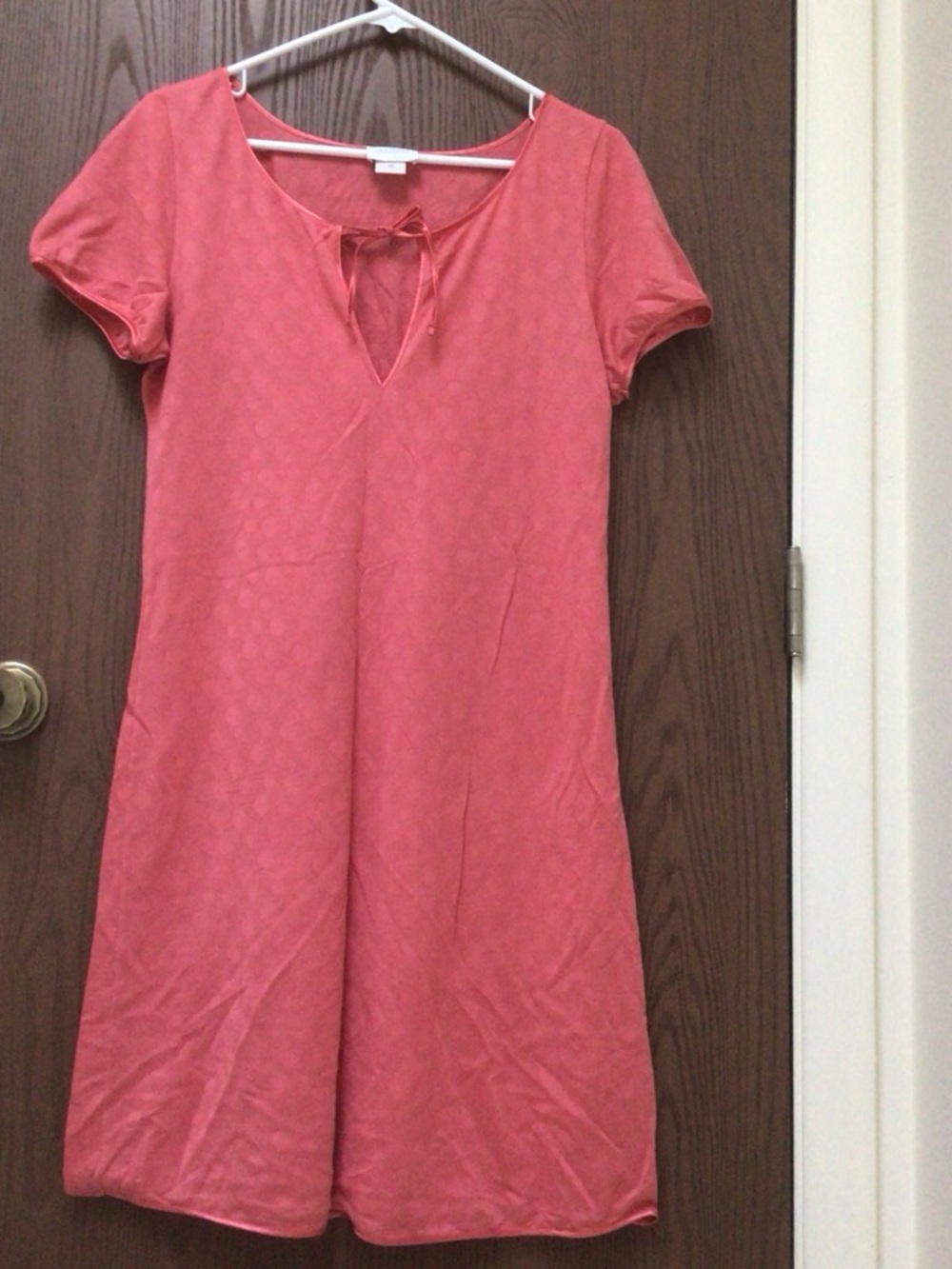Hanro pink nightgown with satin trim bow, cotton blend, sz XS